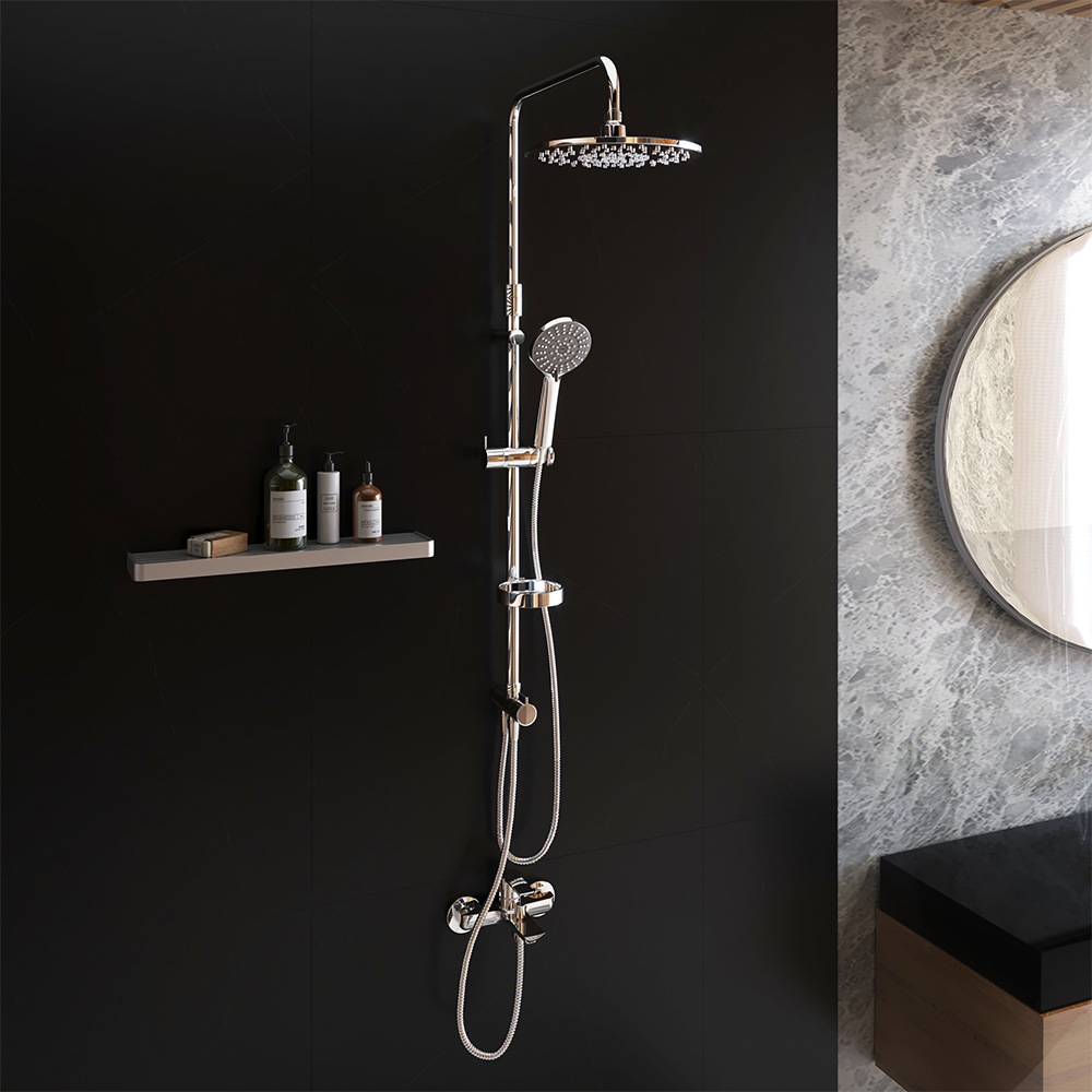 409111000 душ.системанабор:смес.д/душа с терм.верх.душручн.душштанга 800-1200 ммшланг Damixa Akita 