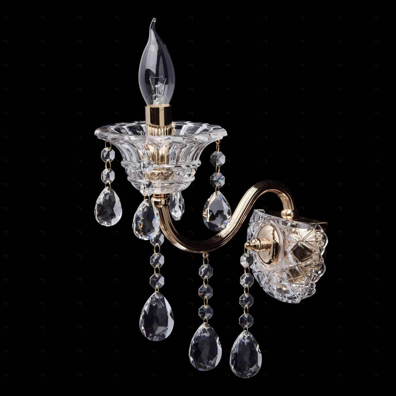 Бра хрустальное золотое "Селена 11" 482023401 MW-LIGHT СВЕЧА 00-3928183 Золото;прозрачный 