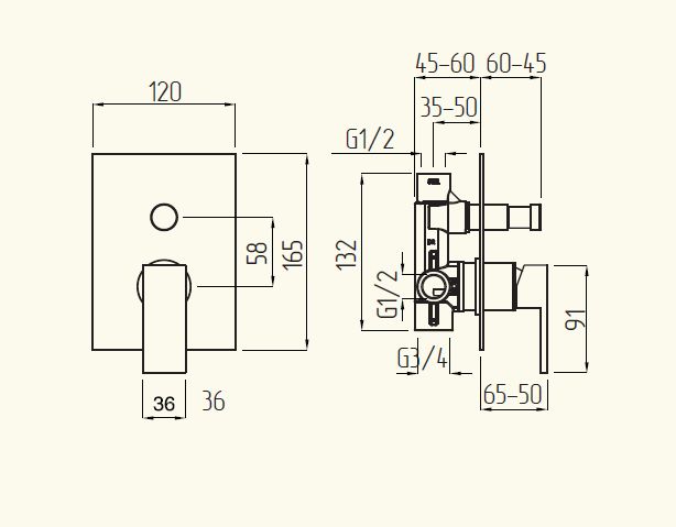Смеситель MIGLIORE Kvant 25401 скрытого монтажа, для ванны и душа sun-id-684607 - Вид №2