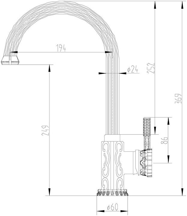 Смеситель ZorG Antic A 108K-BR для кухонной мойки, бронза - Вид №2