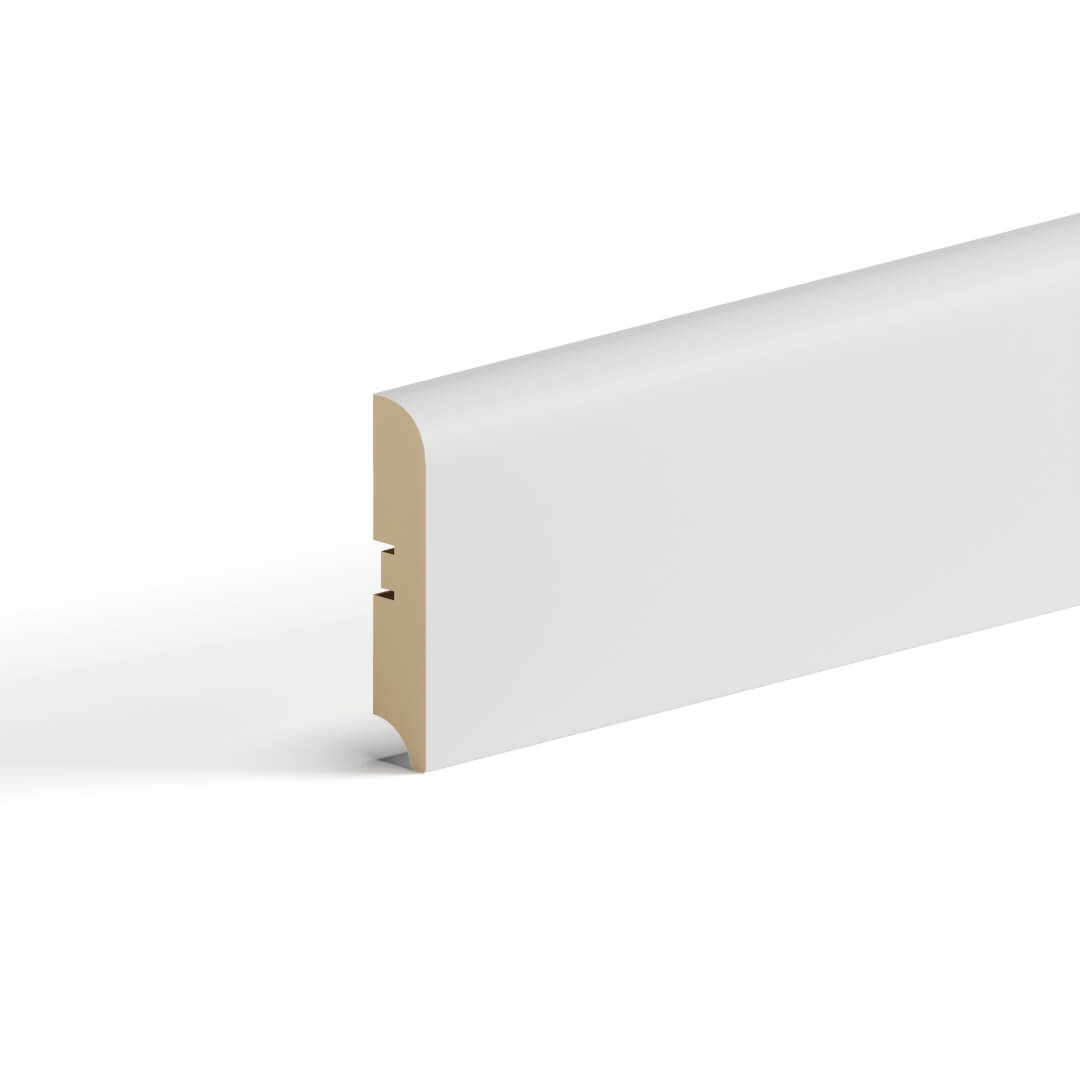 Напольный плинтус МДФ STELLA 80S 2000х80х16 Белый (5шт в упак) Standart STSR-1342