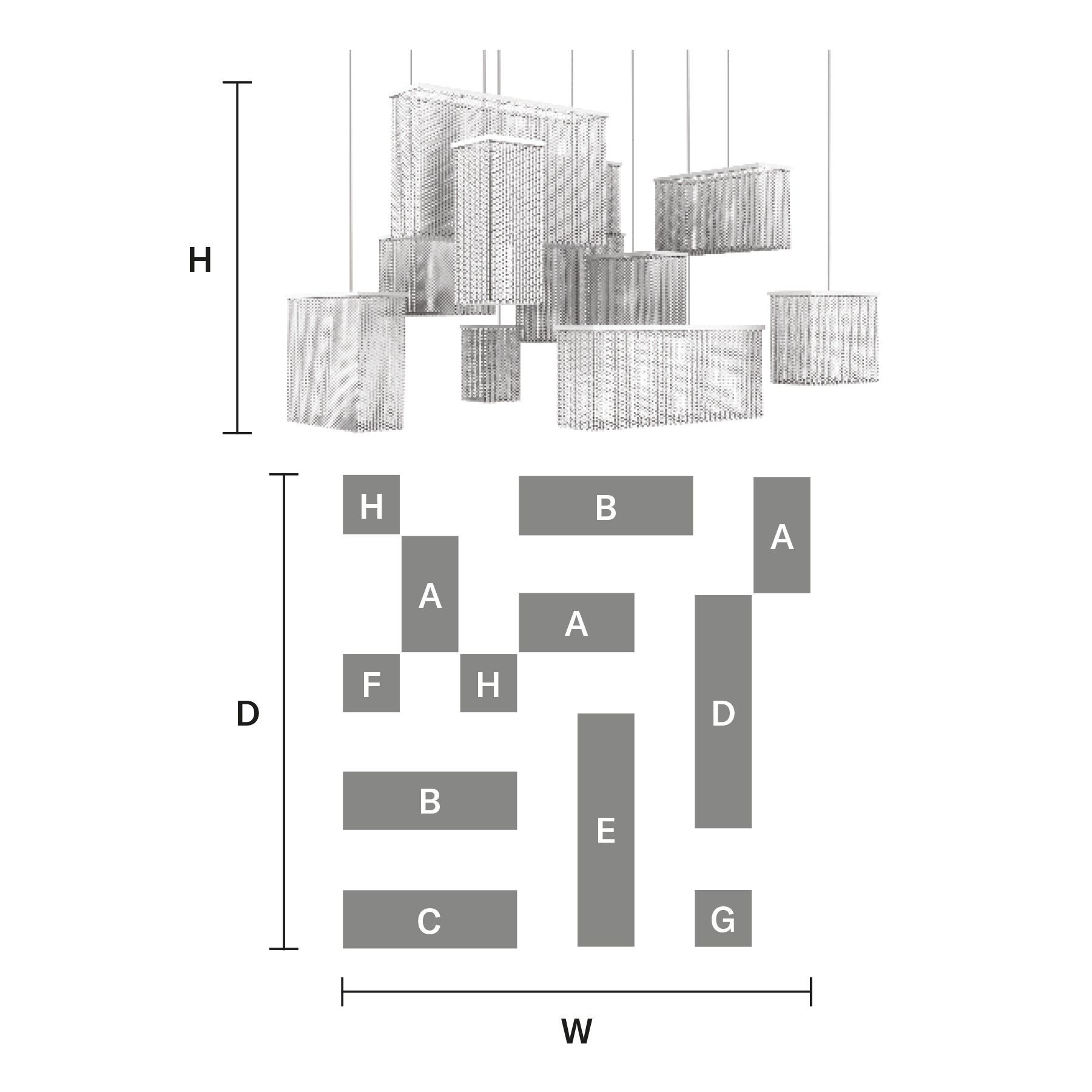 Подвесной светильник с кристаллами Masiero куб ARCH-00059914 - Вид №2