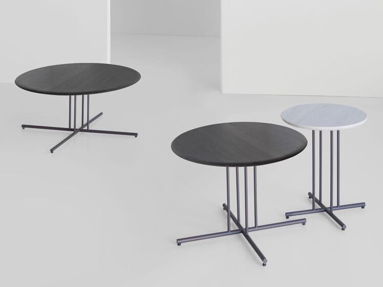 Круглый журнальный столик из ясеня и металла Potocco Graphic ARCH-00084637 - Вид №2