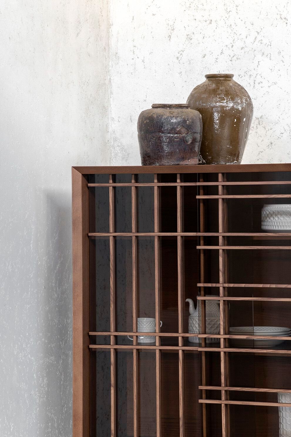 Деревянный и стеклянный шкаф с раздвижными дверями Potocco Sen ARCH-00033505 - Вид №4