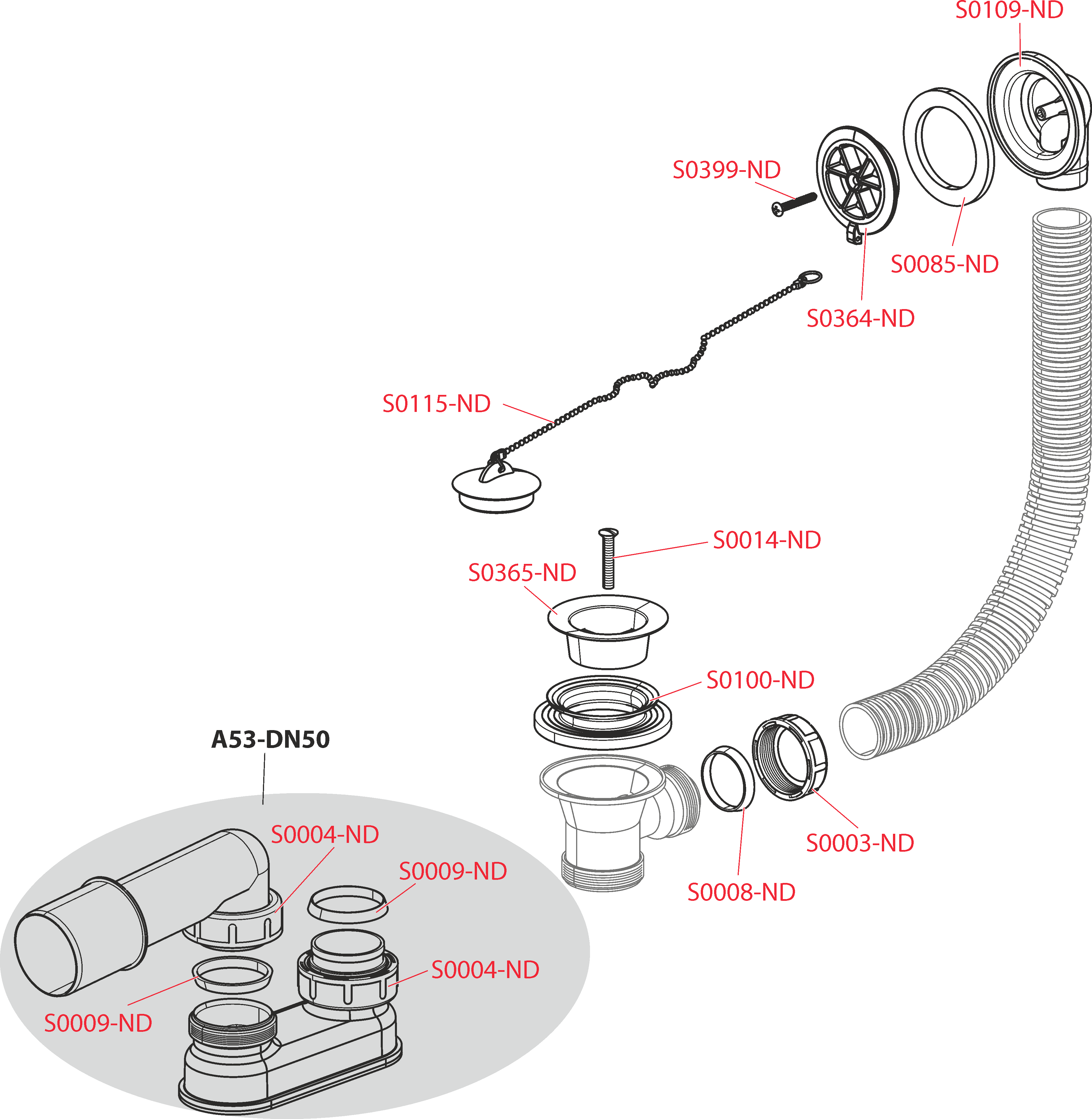 Сифон для ванны, белый ALCAPLAST A502 - Вид №2