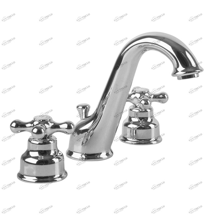 Смеситель для раковины на 3 отверстия 1/2 ”. Керамические дисковые клапаны. Со съемным сливным набором 1 1/4 ”. Аэратор «Плюс». Расход 19,26 л / мин. при 3 барах.  Feis NOKEN 100038534  CHROME 