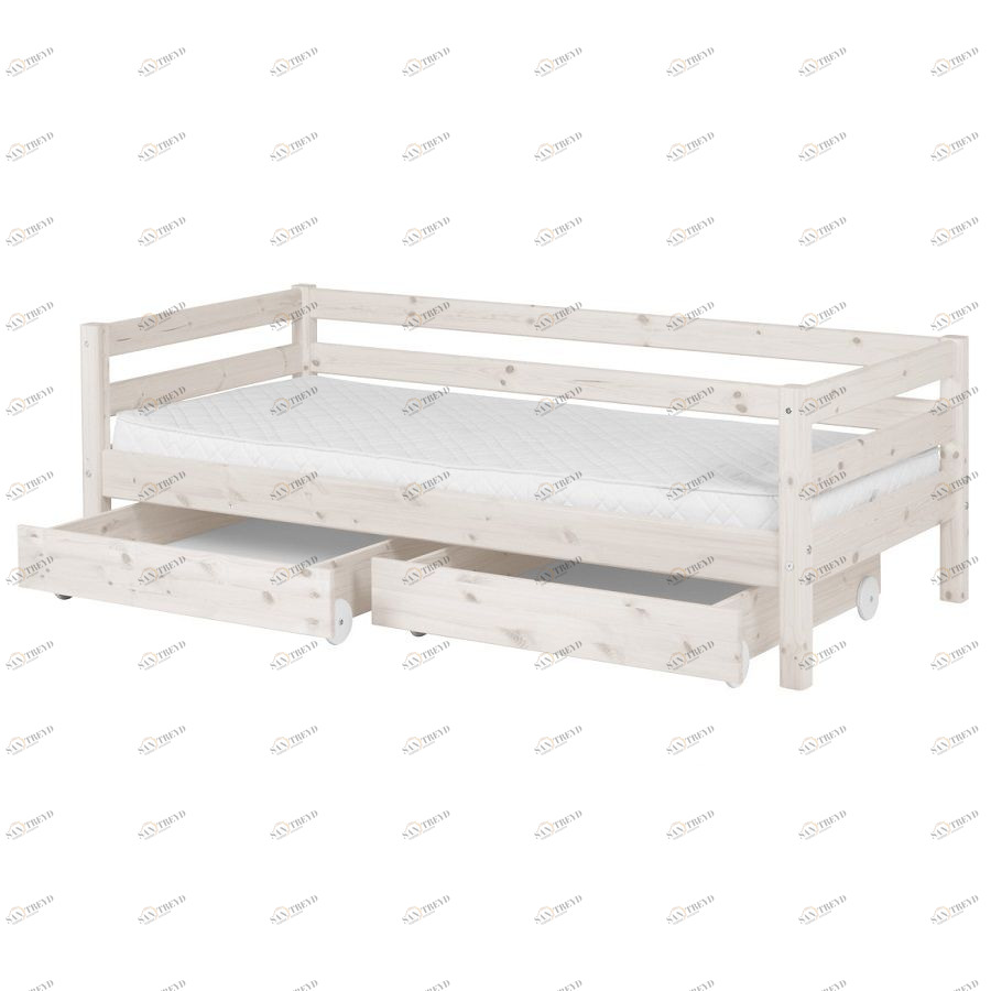 Кровать Flexa Classic с двумя ящиками, белая, 200 см 9010170201