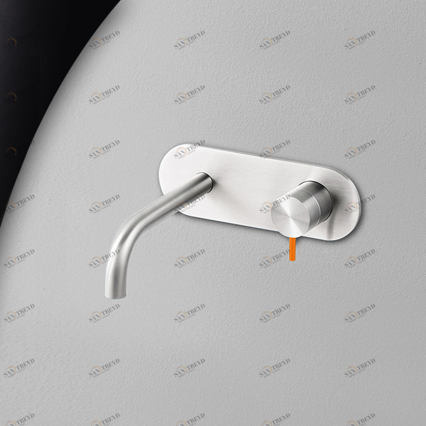 Смеситель для раковины сталь глянцевая с оранжевой ручкой Toki Radomonte TKI21LCIL24