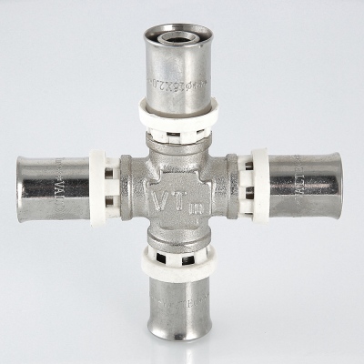 VTm.241.N.201620 Пресс-фитинг – крестовина Valtec 20 х 16 х 20 х 16 мм  - Вид №12