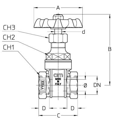 CIMBERIO CIM 70B 114 Задвижка клиновая резьбовая, муфтовая латунная CIM 70B  - Вид №1