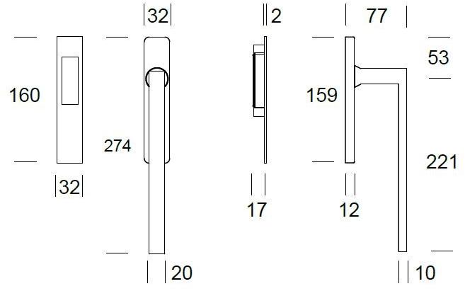 Reguitti Пара подъемно-сдвижных ручек Phoenix Aq01ldq00** - Вид №1