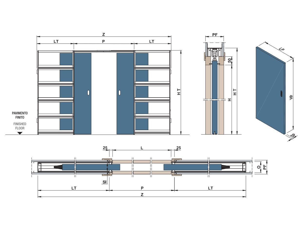 Подрамник для раздвижной двери с двумя створками PROTEK® Skudo® ARCH-00089951 - Вид №2