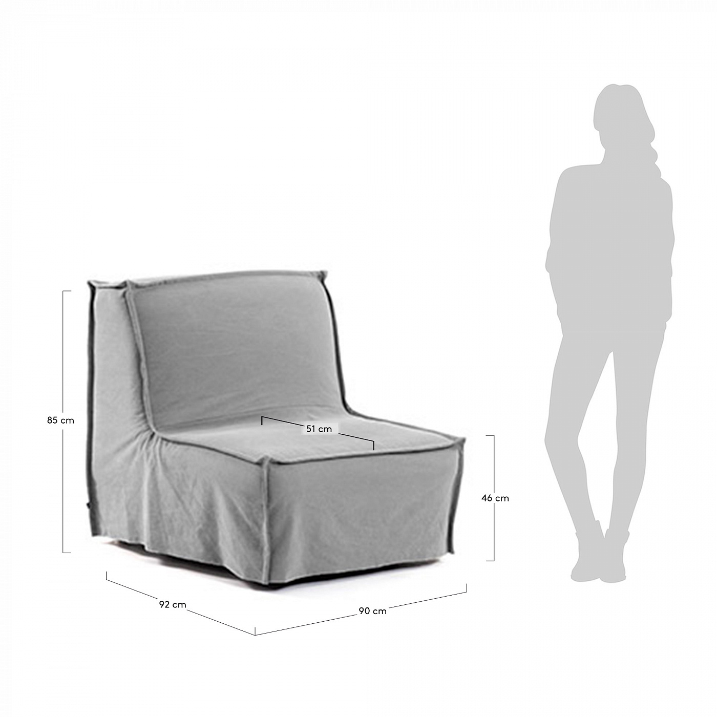 070923 Диван-кровать 90см серый La Forma Lyanna  - Вид №5