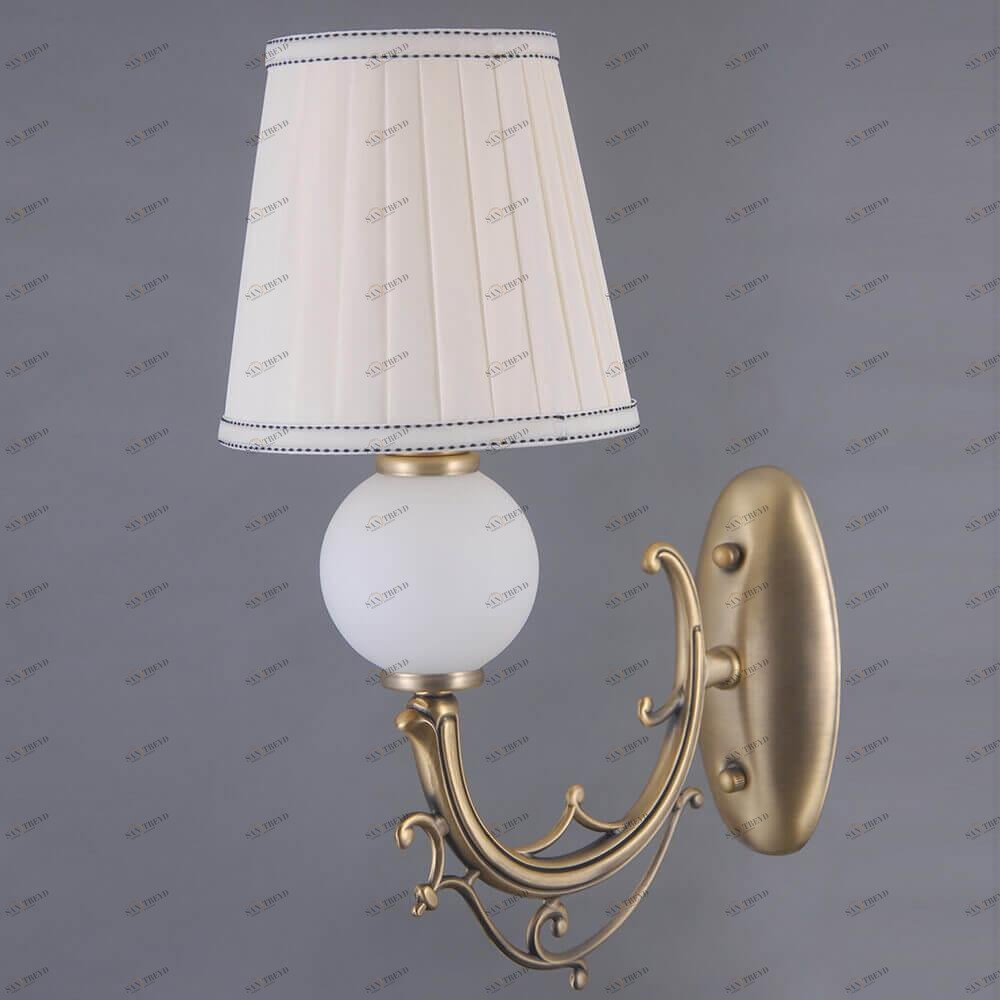 Бра металлическое с абажуром белое "Санна" 1026/1W-AB-P LUMIEN HALL САННА 00-3929737 Бежевый 