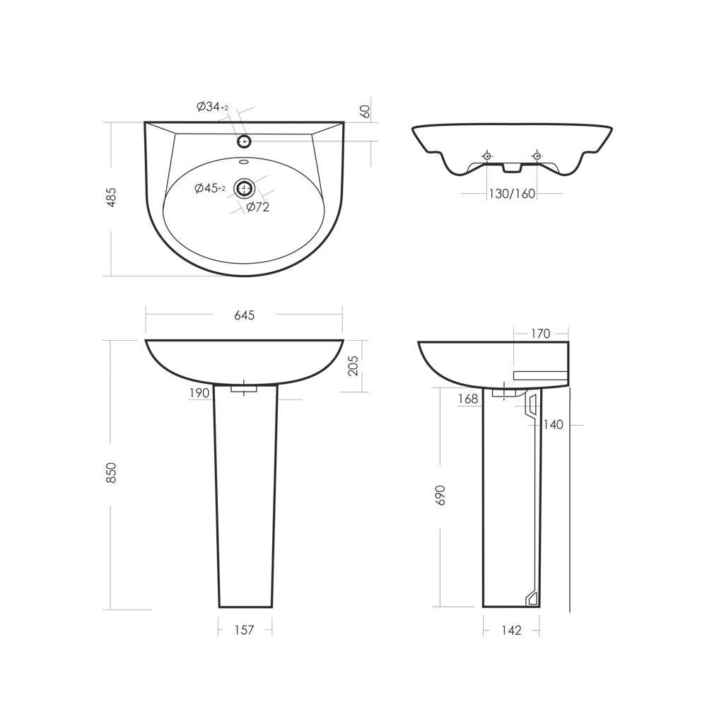 Умывальник Sanita Luxe Classic встраиваемый 64.5 см STLM-2139681 - Вид №6