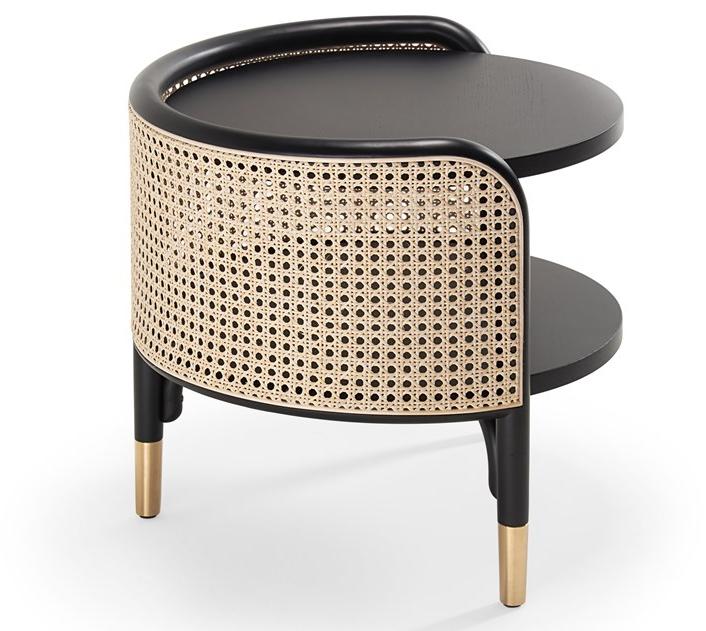 Wiener GTV Design Круглый сервировочный стол из бука и венской соломы Mos sun-id-1405913 - Вид №2