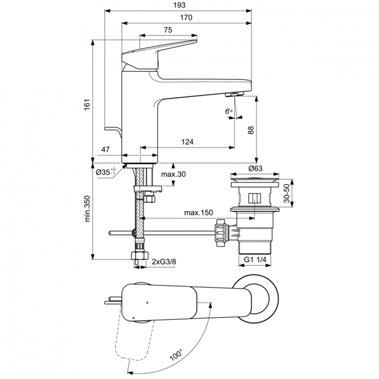 BD226AA Смеситель для раковины Ideal Standard CERAPLAN  - Вид №3