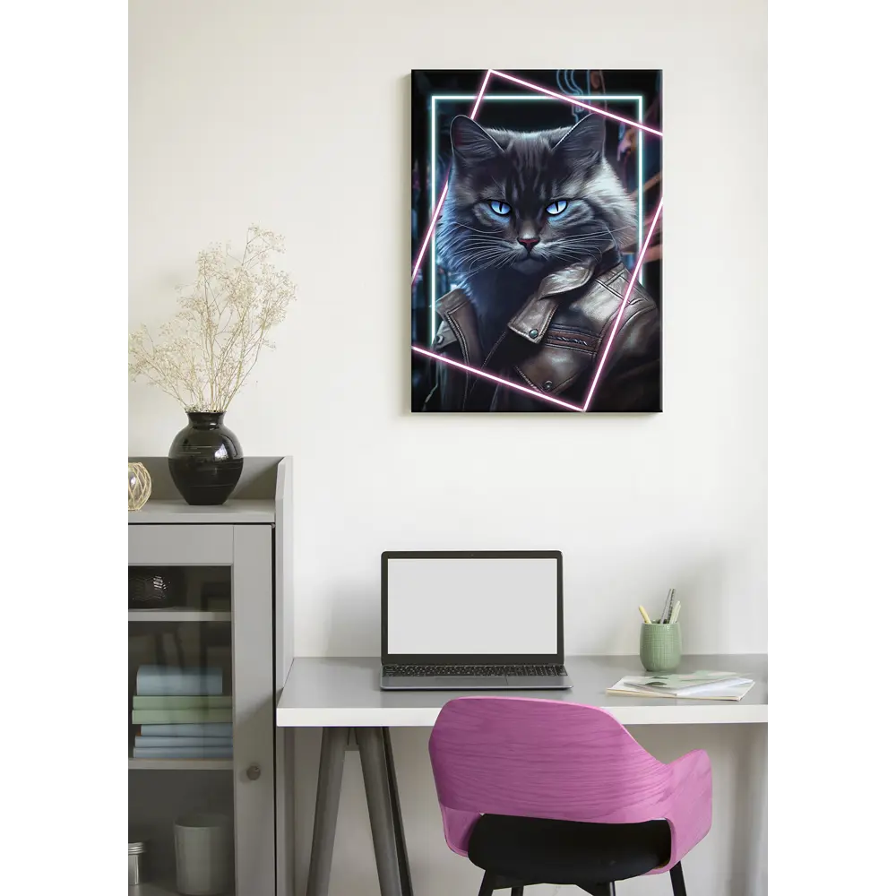 Картина Неоновый кот 1 50x70 см FBRUSH STLM-2031954 - Вид №2