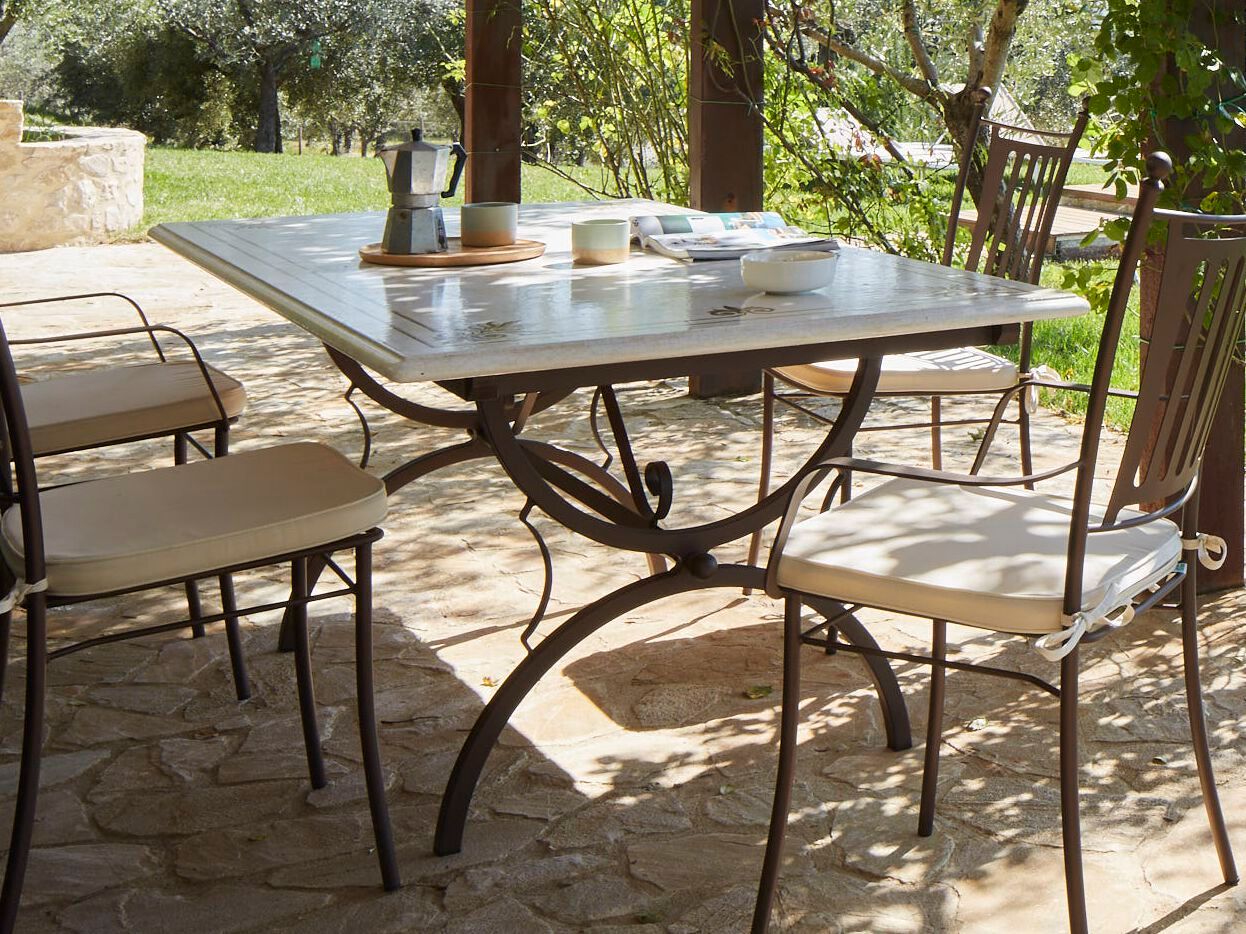 Садовый стол из фаянса и нержавеющей стали DOMIZIANI классический ARCH-00024586