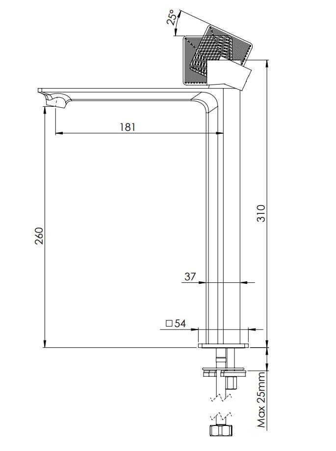 Высокий смеситель для раковины без слива Daniel Rubinetterie Stellar ARCH-00064443 - Вид №2