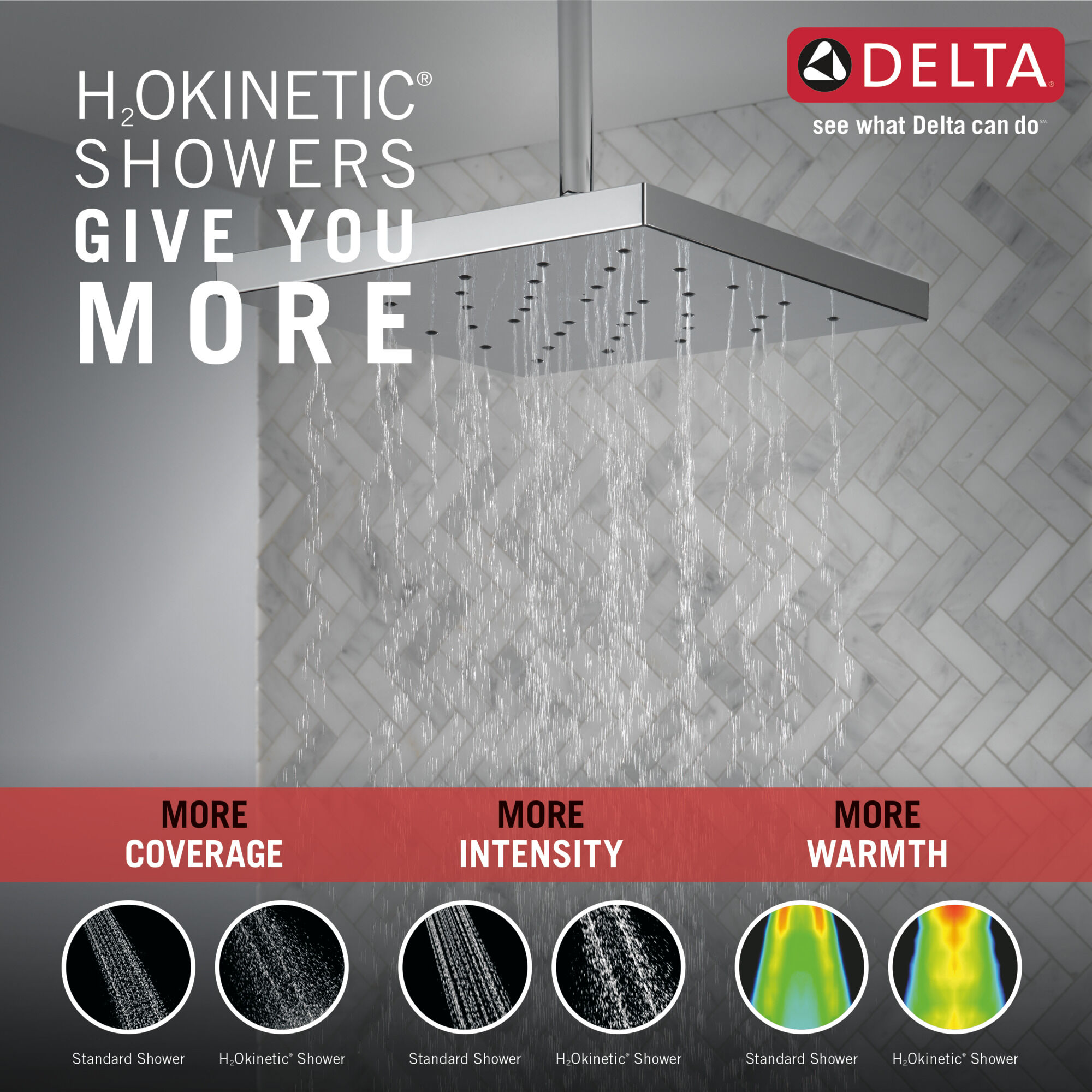 52161-PN25 H2Okinetic® одинарная душевая лейка с UltraSoak ™ Delta Faucet Universal Showering Полированный никель  - Вид №1