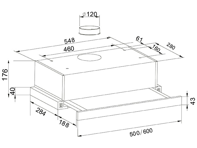 8166163 Вытяжка телескопическая Oasis UV-60I бежевый/бежевый STDN-0094682 - Вид №9
