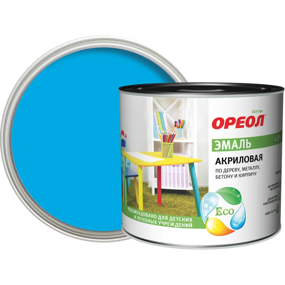 Эмаль акриловая Ореол глянцевая цвет голубой 1.9 кг STLM-2119031