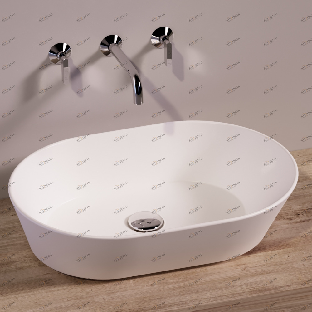 WA02BIANCOMATT Накладная раковина на столешницу  овальная Simas 