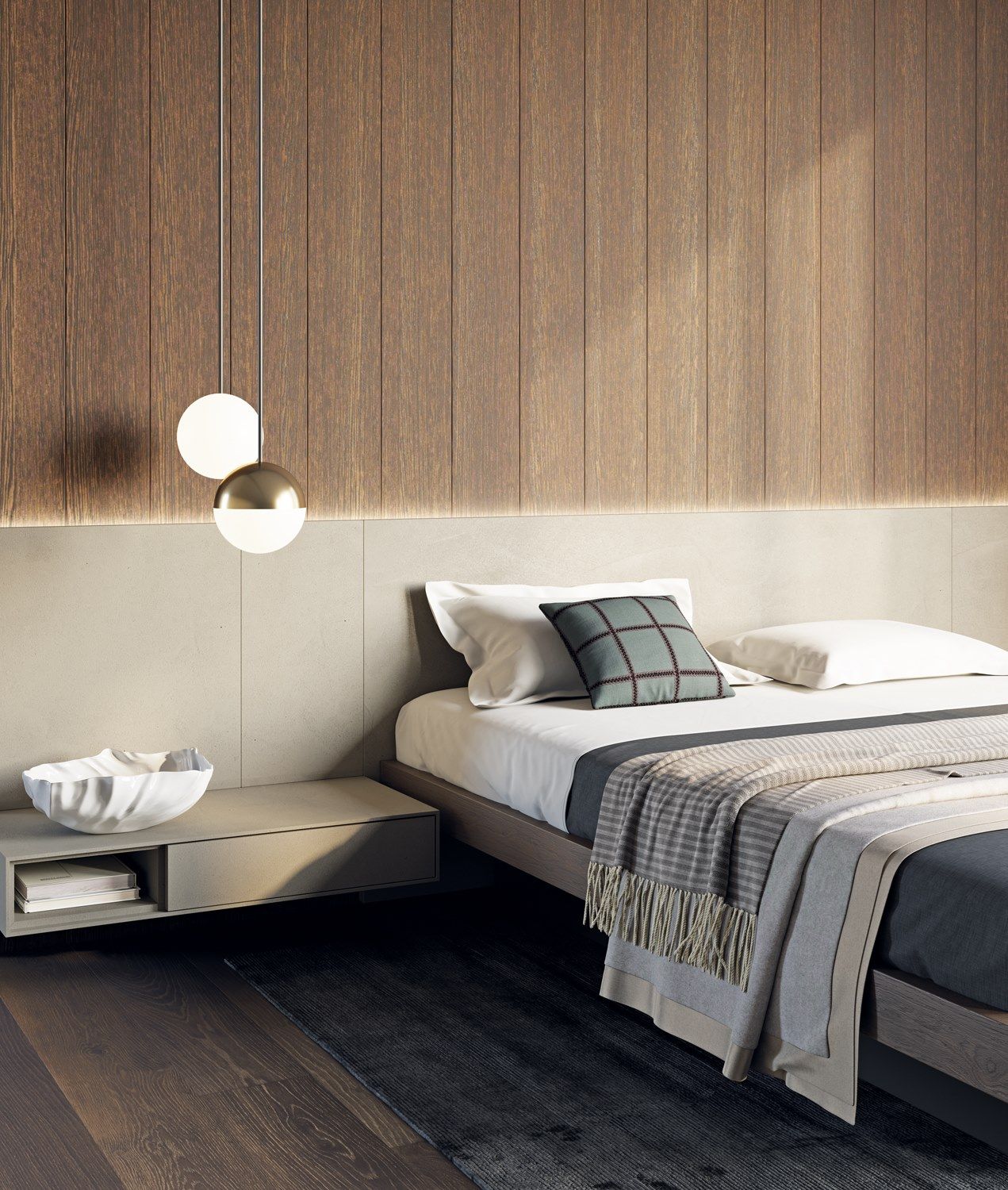 Деревянное изголовье со встроенными тумбочками для двуспальной кровати Dall'Agnese Square ARCH-00029804 - Вид №4