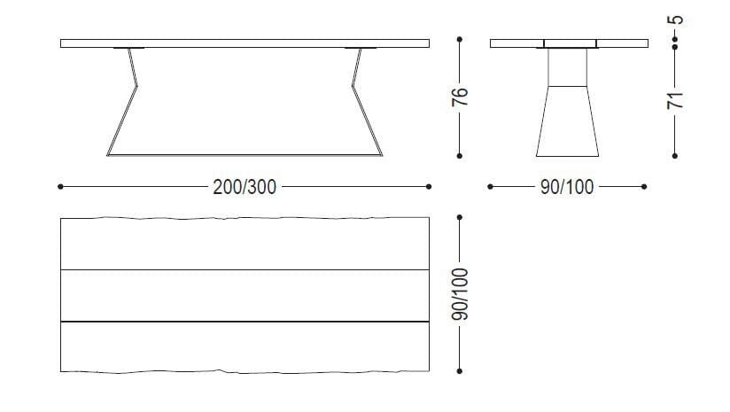 Прямоугольный стол из массива дерева с железной основой Riva 1920 BEDROCK PLANK THREE ARCH-00141327 - Вид №1