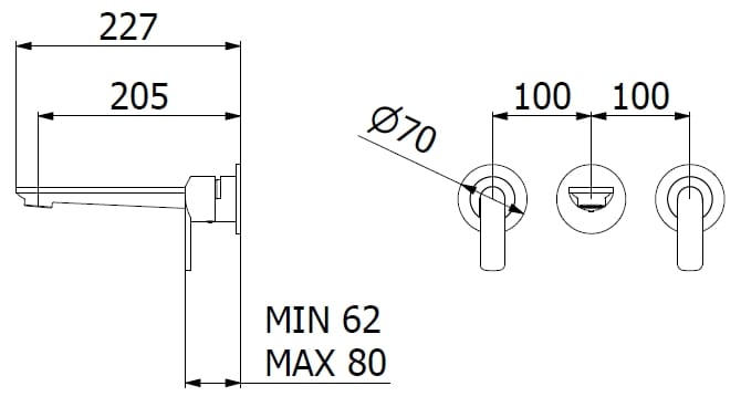 3 отверстия настенный смеситель для раковины с автоматическим сливом IB C-67 ARCH-00116195 - Вид №13