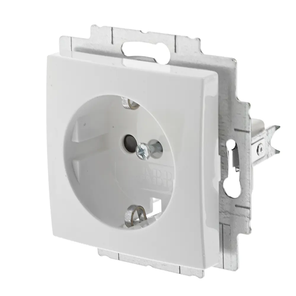 Розетка встраиваемая ABB Basic 55 с заземлением, со шторками, цвет белый STLM-2162494 - Вид №2