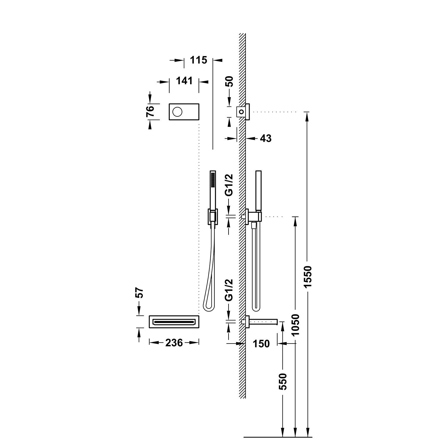 SHOWER TECHNOLOGY 2-ходовой встраиваемый электронный термостатический смеситель Shower technology, набор для ванны и душа-09288556 НМ TRES Electronic 09288556NM - Вид №1