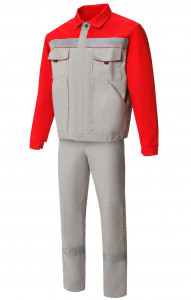 65160 Костюм "Мастер-Люкс" светло-серый-красный с СВП  Летняя спецодежда  размер 48-50/182-188