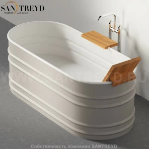 Ванна свободностоящая VIEQUES стальная серая в комплекте со спинкой ироко