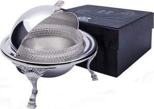 10647498 Аргента (Россия) Икорница "Барокко" +футляр Серебро 925