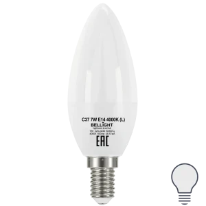 Лампа светодиодная Bellight E14 220-240 В 7 Вт свеча матовая 600 лм нейтральный белый свет