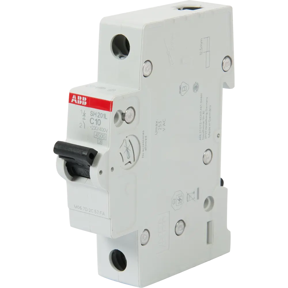 Автоматический выключатель ABB SH201L 1P C10 А 4.5 кА 2CDS241001R0104 STLM-2109195