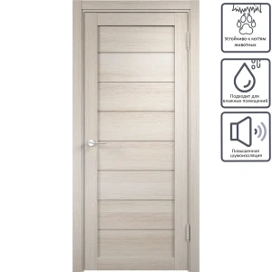 Дверь межкомнатная глухая Ницца 90x200 см, ПВХ, цвет кремовый, с фурнитурой