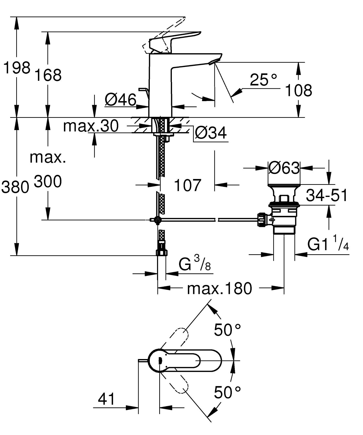 Смеситель для раковины Grohe BauEdge ARCH-00071401 - Вид №2