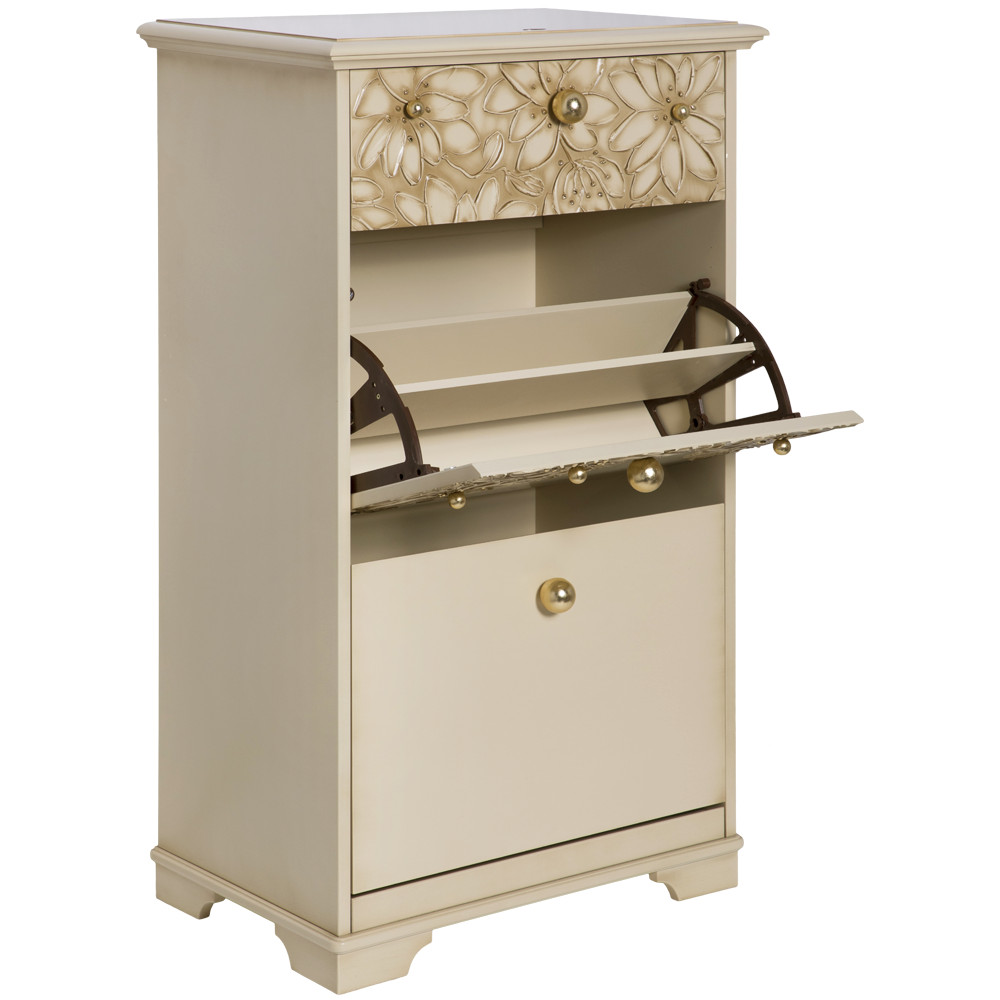 11620 Тумба для обуви Терра-3 (с 3-мя ящиками) Айвори Мраморное золото BOGACHO 4627196590366 - Вид №5