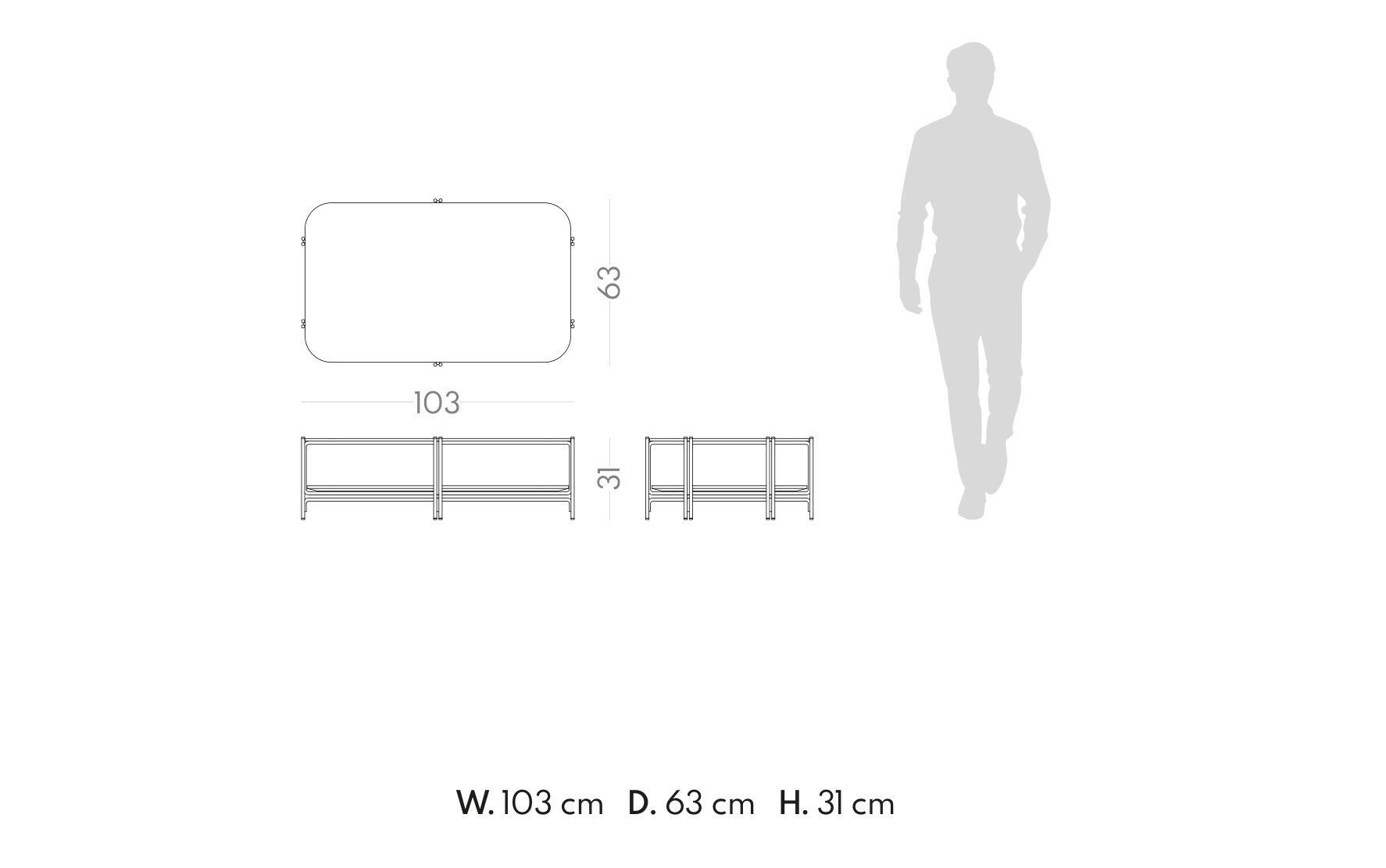 Прямоугольный журнальный столик из дерева и стекла PRADDY Natur ARCH-00071279 - Вид №6