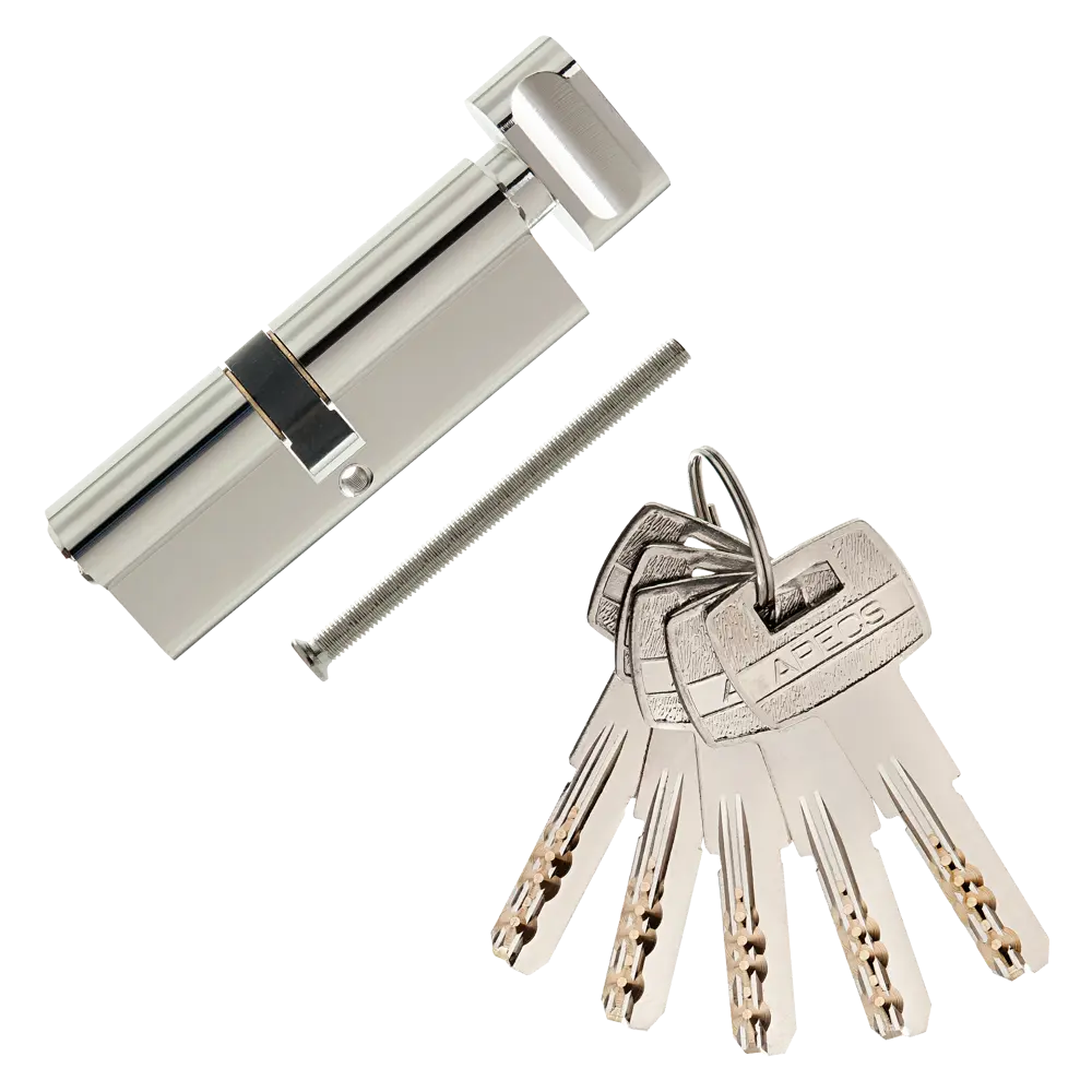 Цилиндр Apecs SM-85(40/45C)-C-NI, 40x45 мм, ключ/вертушка, цвет никель ЦИЛИНДР APECS SM-85(40/45C)-C-NI КЛ-ВЕРТ STLM-2070827 - Вид №1