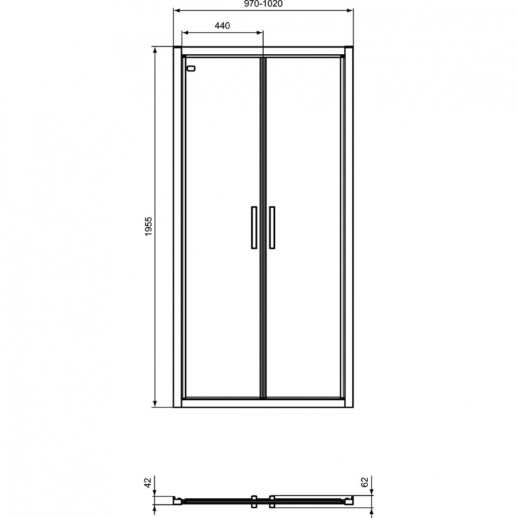 K9296V3 Двустворчатая дверь в нишу 100 см Saloon door Ideal Standard CONNECT 2 - Вид №2