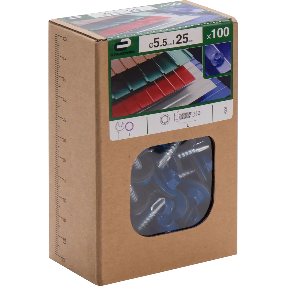 Кровельные саморезы STANDERS RAL5005 сверлоконечные синие 5.5x25, 100 шт STLM-2171172 - Вид №2