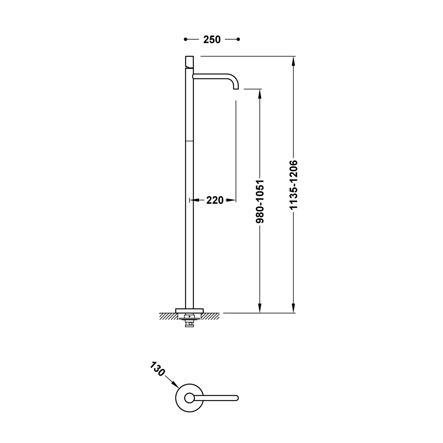 РАБОЧИЙ смеситель для умывальника с одной ручкой и напольной подачей воды-26285306 TRES  - Вид №1