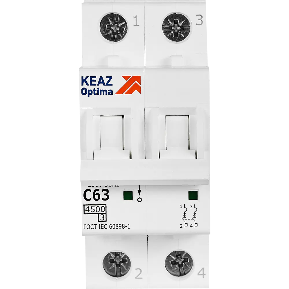 Автоматический выключатель КЭАЗ Opti Din BM63 2P 63А для надежной защиты электросети 89206653 STLM-1391398 - Вид №1