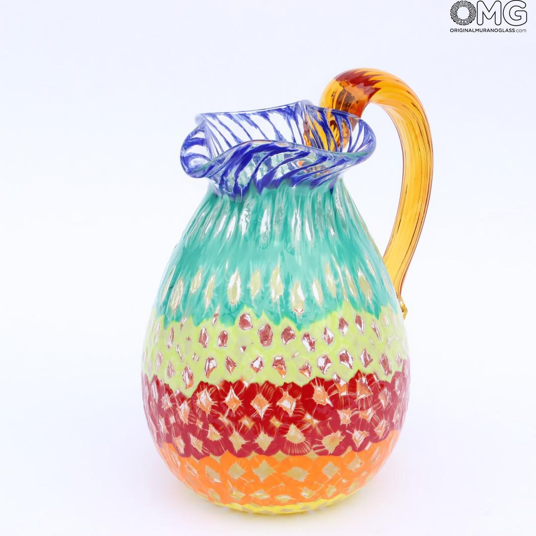 2055 ORIGINALMURANOGLASS Кувшин Gaia Millefiori - муранское стекло 18 см  - Вид №1