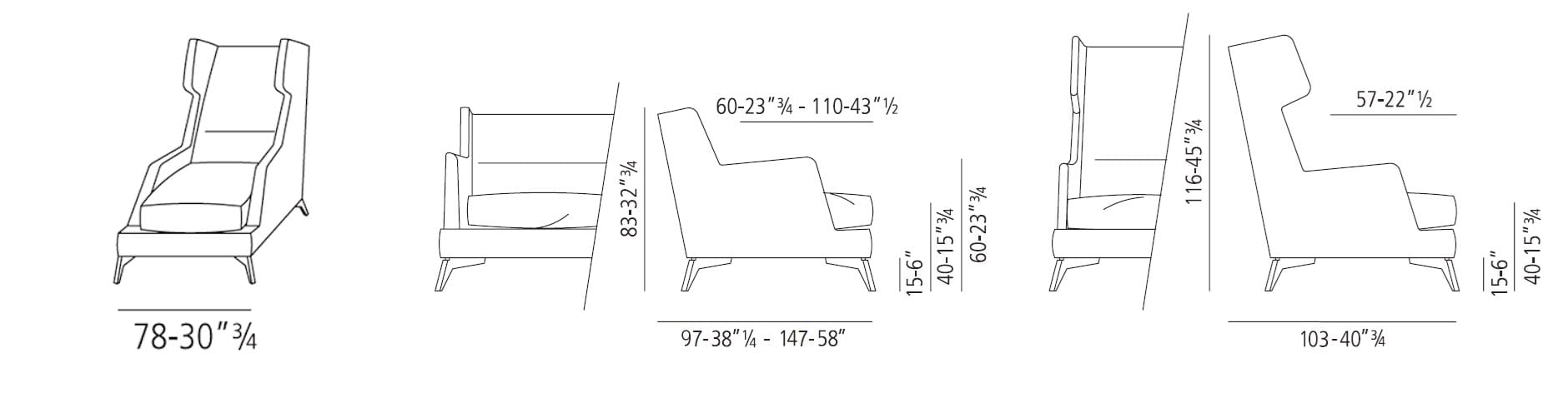 Кресло из ткани или кожи с высокой спинкой Vibieffe 680 класс ARCH-00068134 - Вид №3