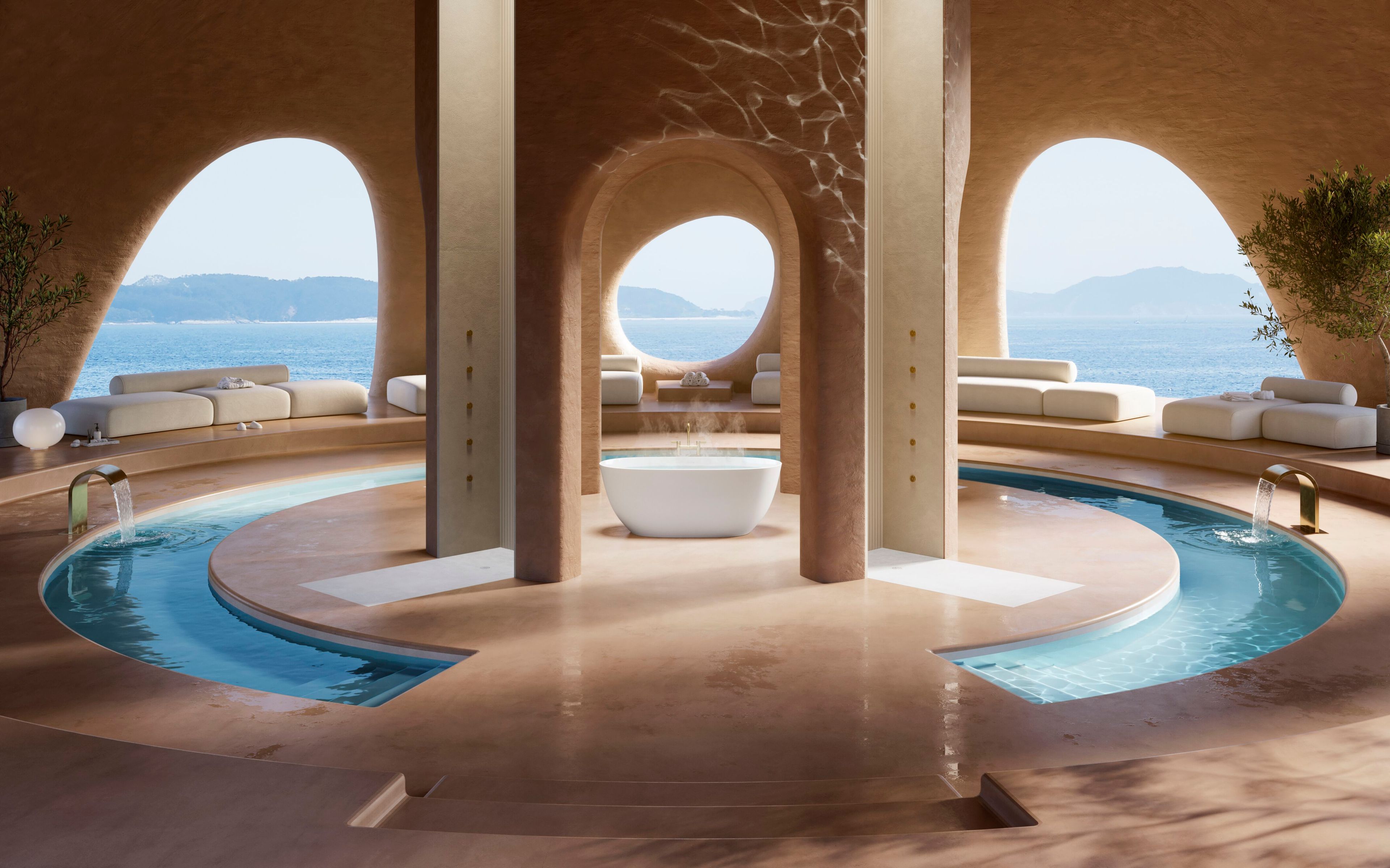 Овальная ванна в центре комнаты в Dolotek© Acquabella Acquawhite ARCH-00100201 - Вид №3